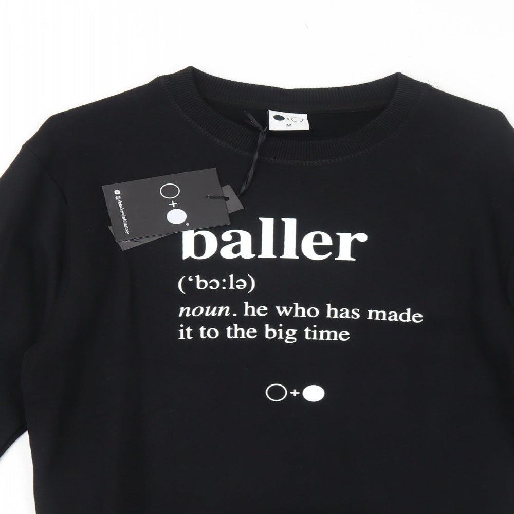 A Black and White Story Mens Black Cotton Pullover Sweatshirt Size M