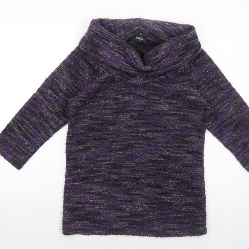 Klass Womens Purple Round Neck Acrylic Pullover Jumper Size S