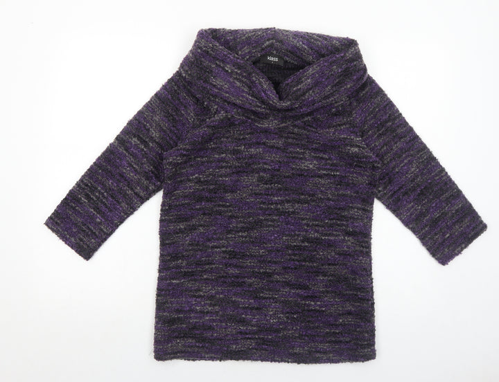 Klass Womens Purple Round Neck Acrylic Pullover Jumper Size S