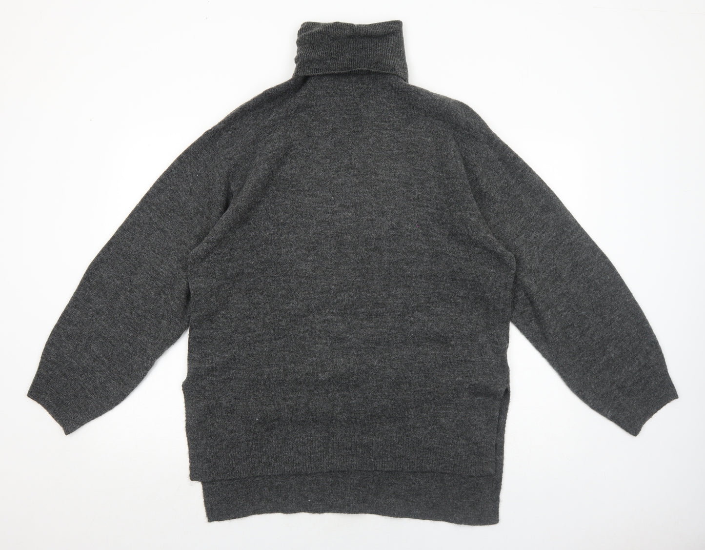H&M Womens Grey Roll Neck Acrylic Pullover Jumper Size M