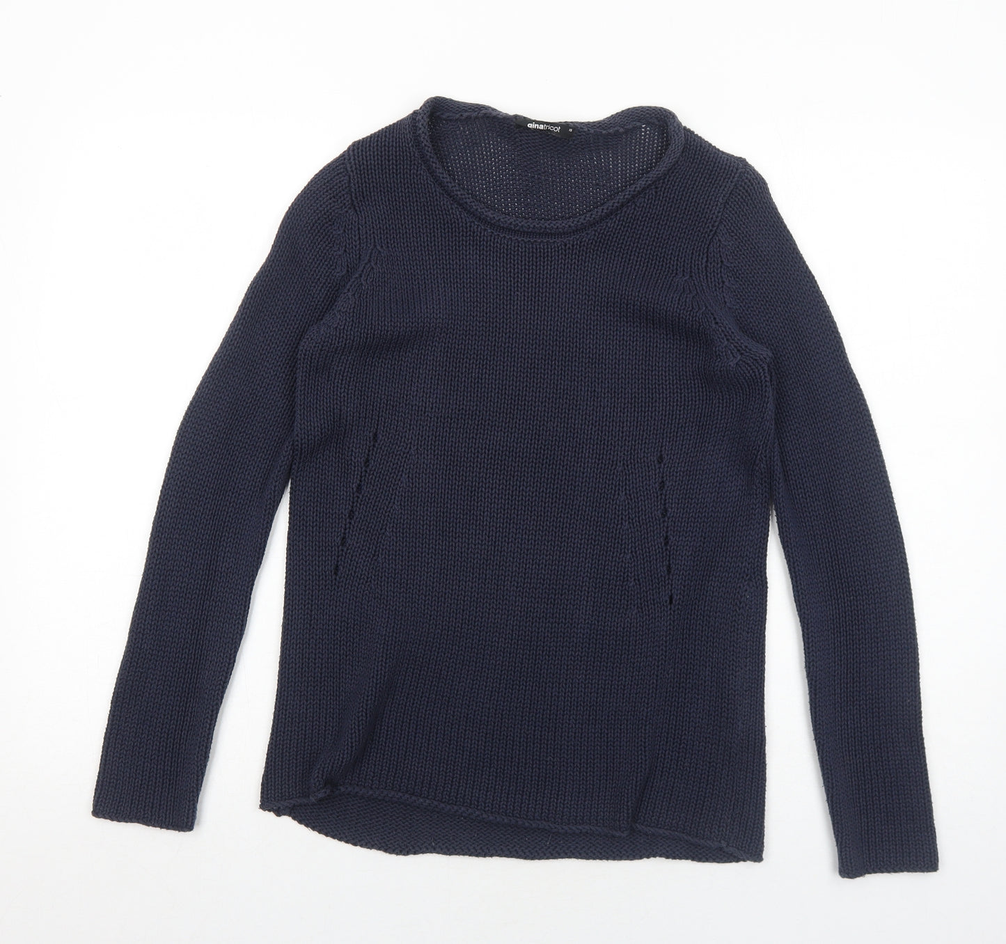Gina Tricot Womens Blue Round Neck Acrylic Pullover Jumper Size XS
