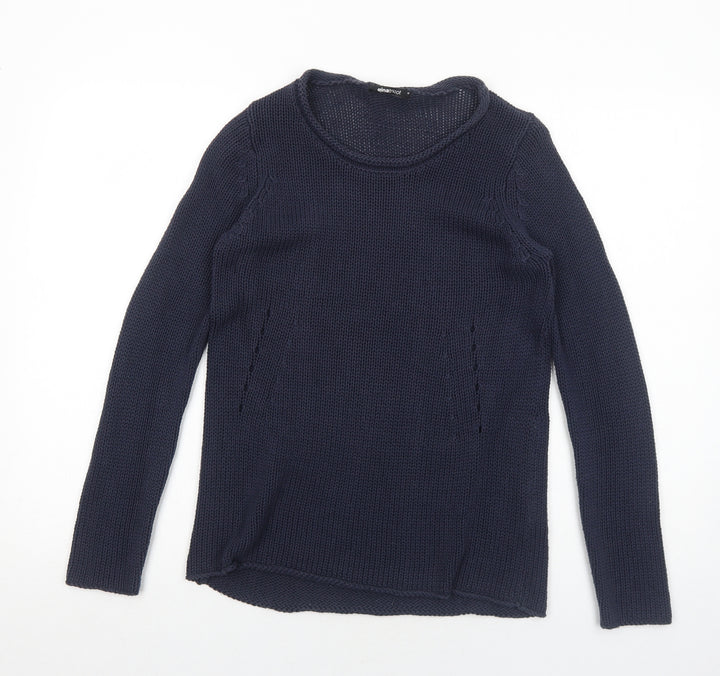 Gina Tricot Womens Blue Round Neck Acrylic Pullover Jumper Size XS