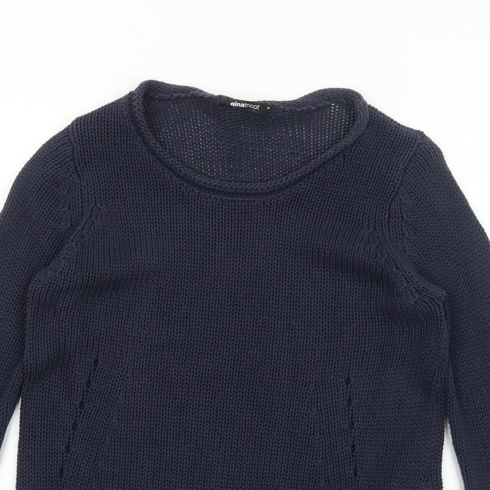 Gina Tricot Womens Blue Round Neck Acrylic Pullover Jumper Size XS