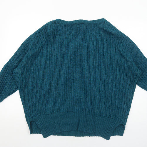 Be Beau Womens Blue Scoop Neck Acrylic Pullover Jumper Size S