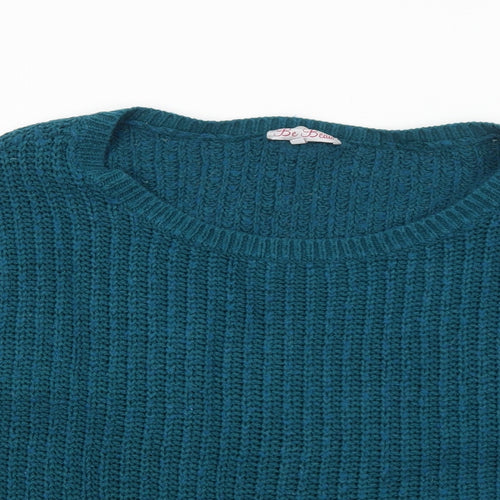 Be Beau Womens Blue Scoop Neck Acrylic Pullover Jumper Size S