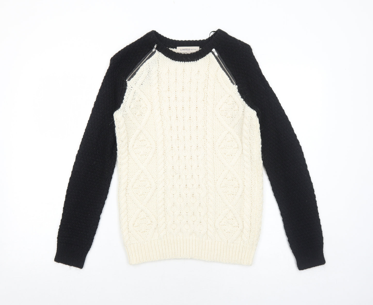 Marks and Spencer Womens Ivory Round Neck Acrylic Pullover Jumper Size 6