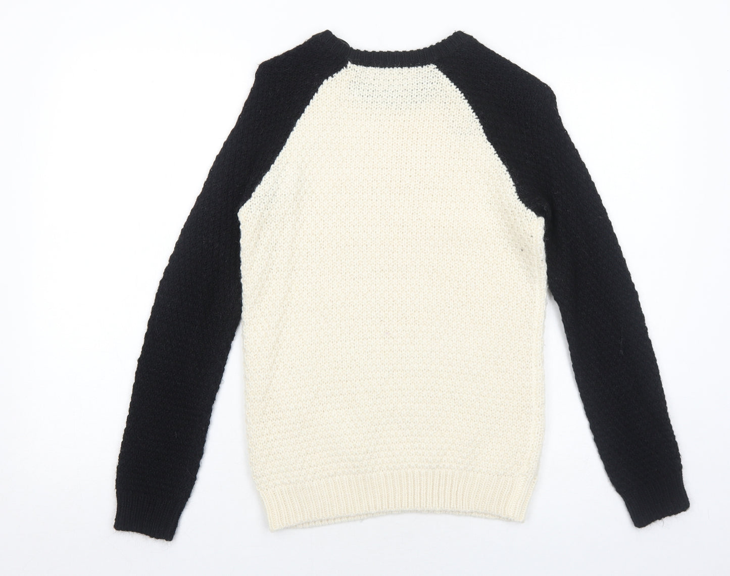 Marks and Spencer Womens Ivory Round Neck Acrylic Pullover Jumper Size 6