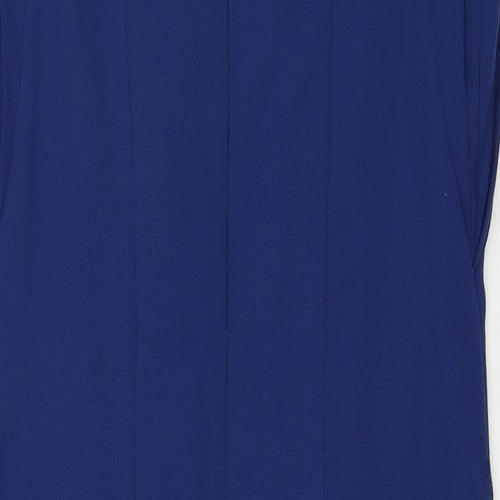 Warehouse Womens Blue Polyester A-Line Size 8 Round Neck Zip