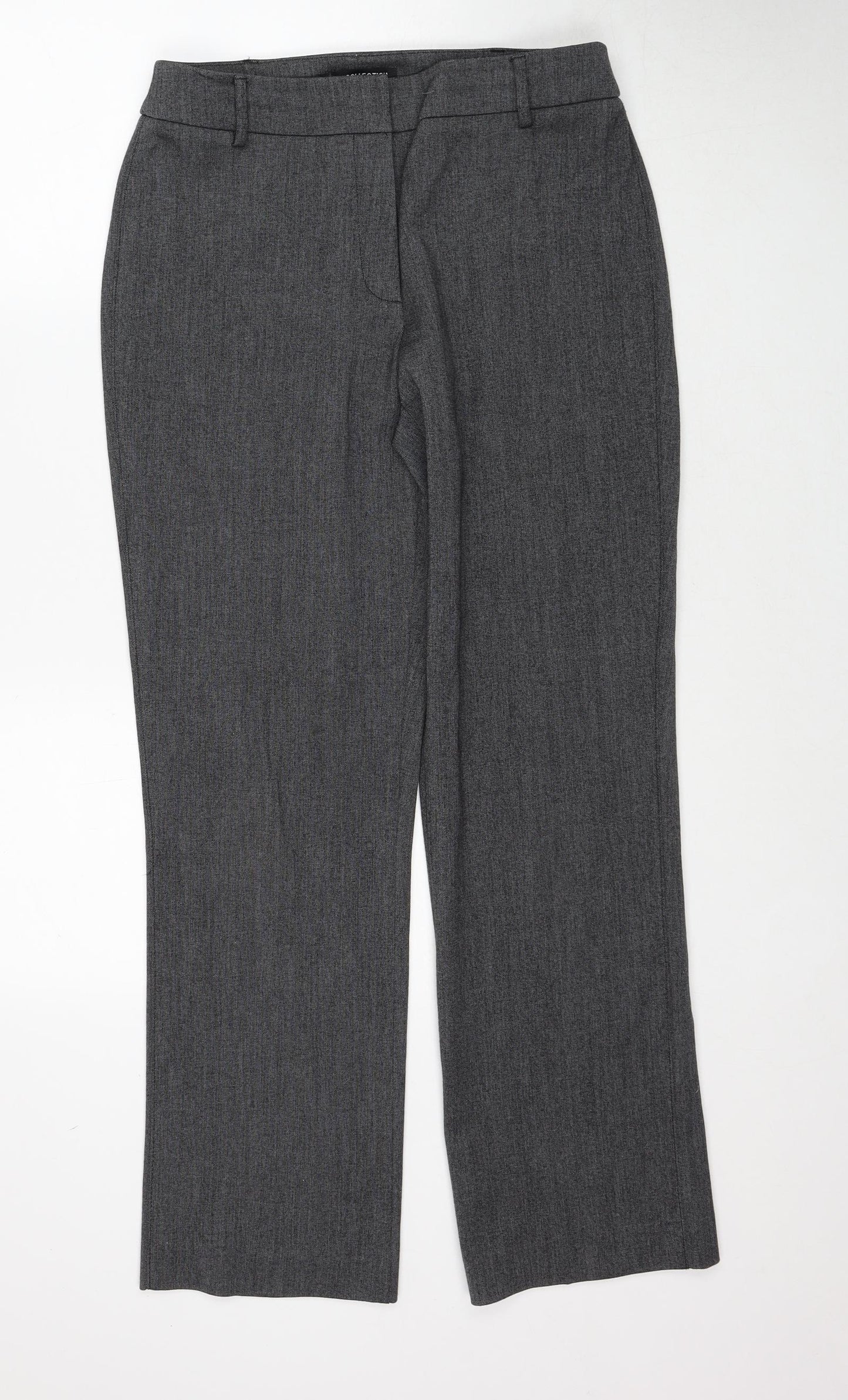 Debenhams Womens Grey Geometric Polyester Trousers Size 12 Regular Zip