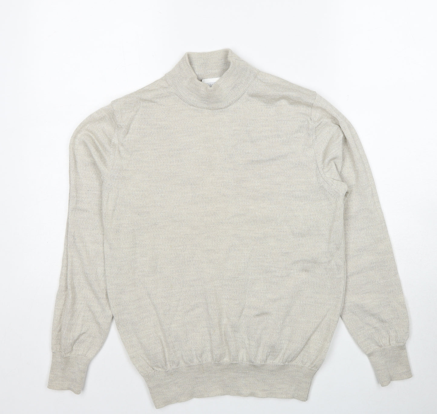 Cotswold Collections Womens Beige Mock Neck Wool Pullover Jumper Size S