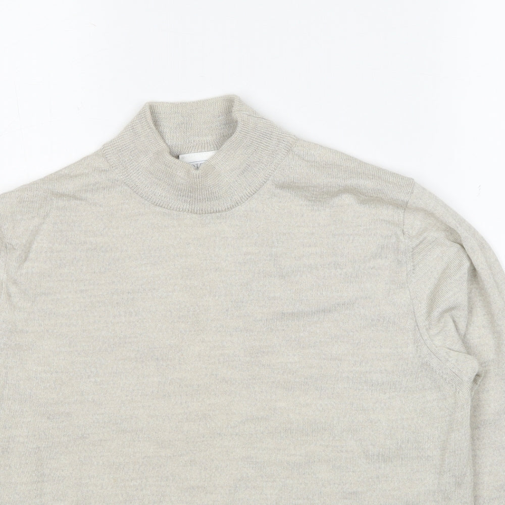 Cotswold Collections Womens Beige Mock Neck Wool Pullover Jumper Size S