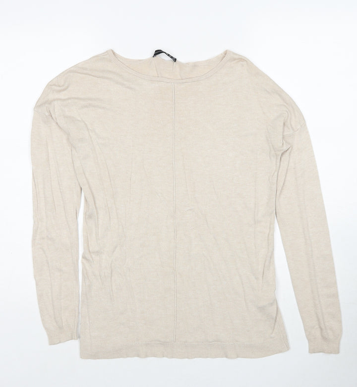Atmosphere Womens Beige Boat Neck Viscose Pullover Jumper Size 8