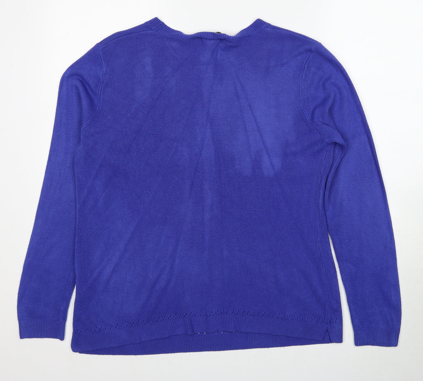 Papaya Womens Blue Scoop Neck Acrylic Pullover Jumper Size 14