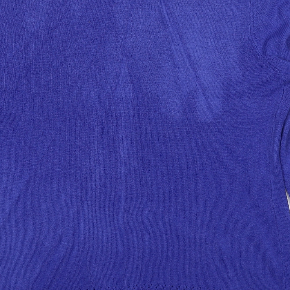 Papaya Womens Blue Scoop Neck Acrylic Pullover Jumper Size 14