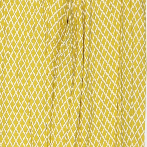 Marks and Spencer Womens Yellow Geometric Viscose Trousers Size 8 Regular Zip