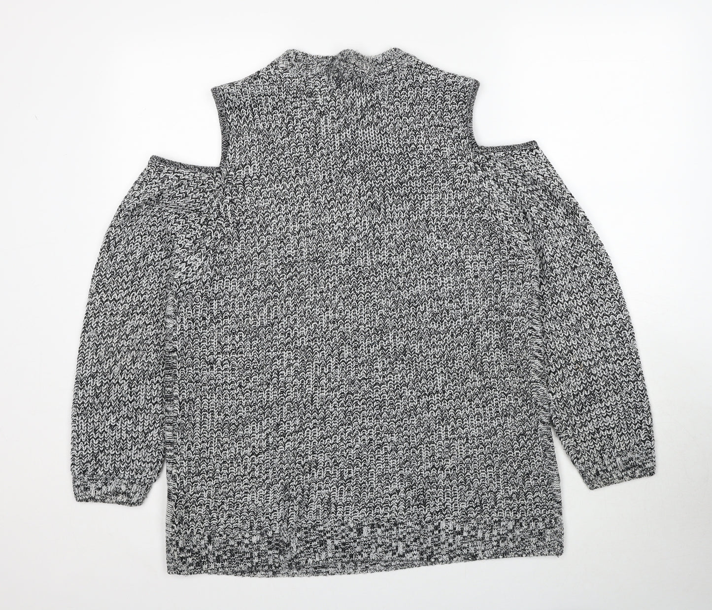 Studio Womens Grey Round Neck Acrylic Pullover Jumper Size 20 - Cold Shoulder