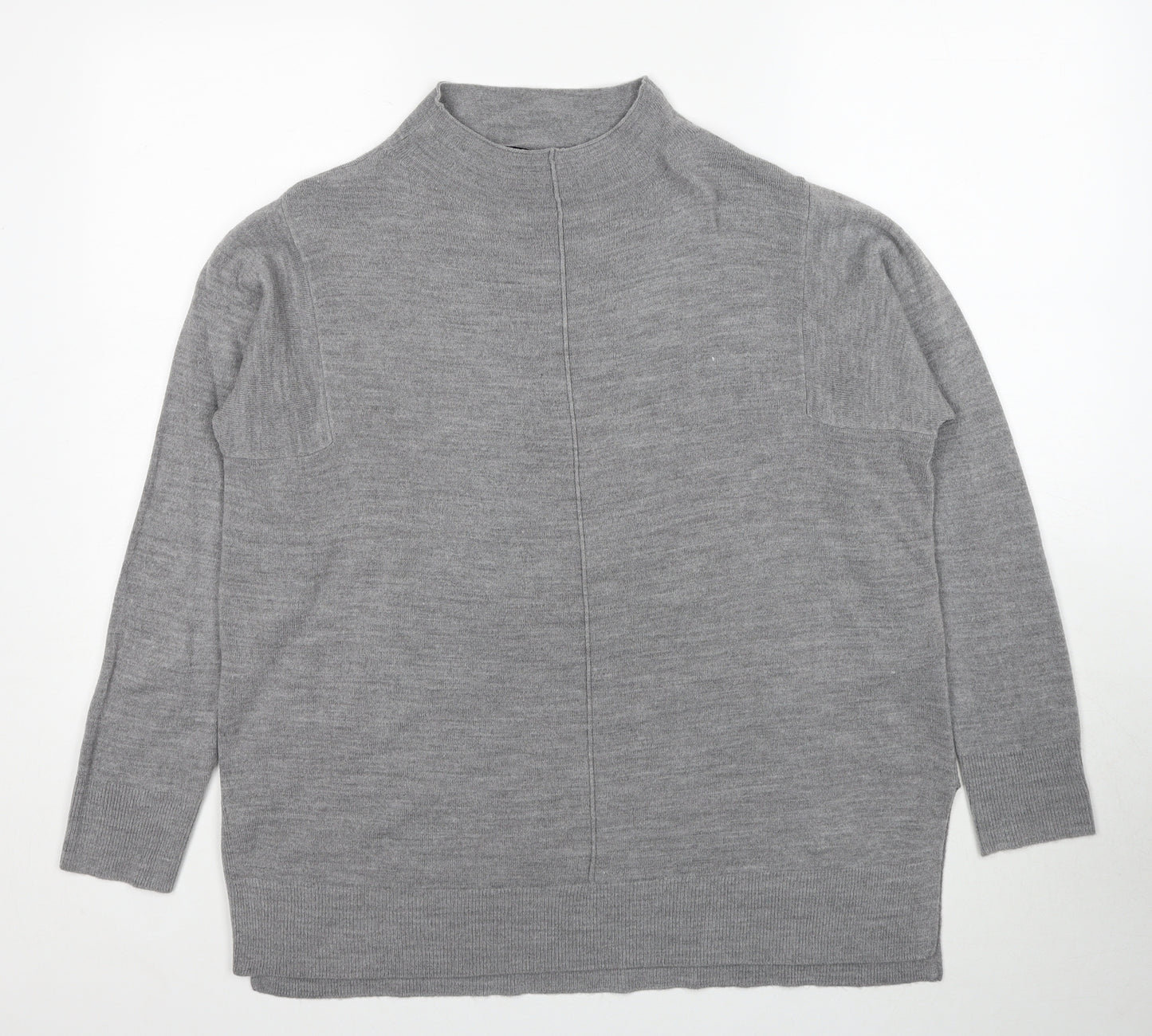 Marks and Spencer Womens Grey Mock Neck Acrylic Pullover Jumper Size L