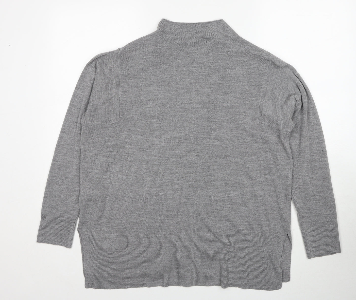 Marks and Spencer Womens Grey Mock Neck Acrylic Pullover Jumper Size L