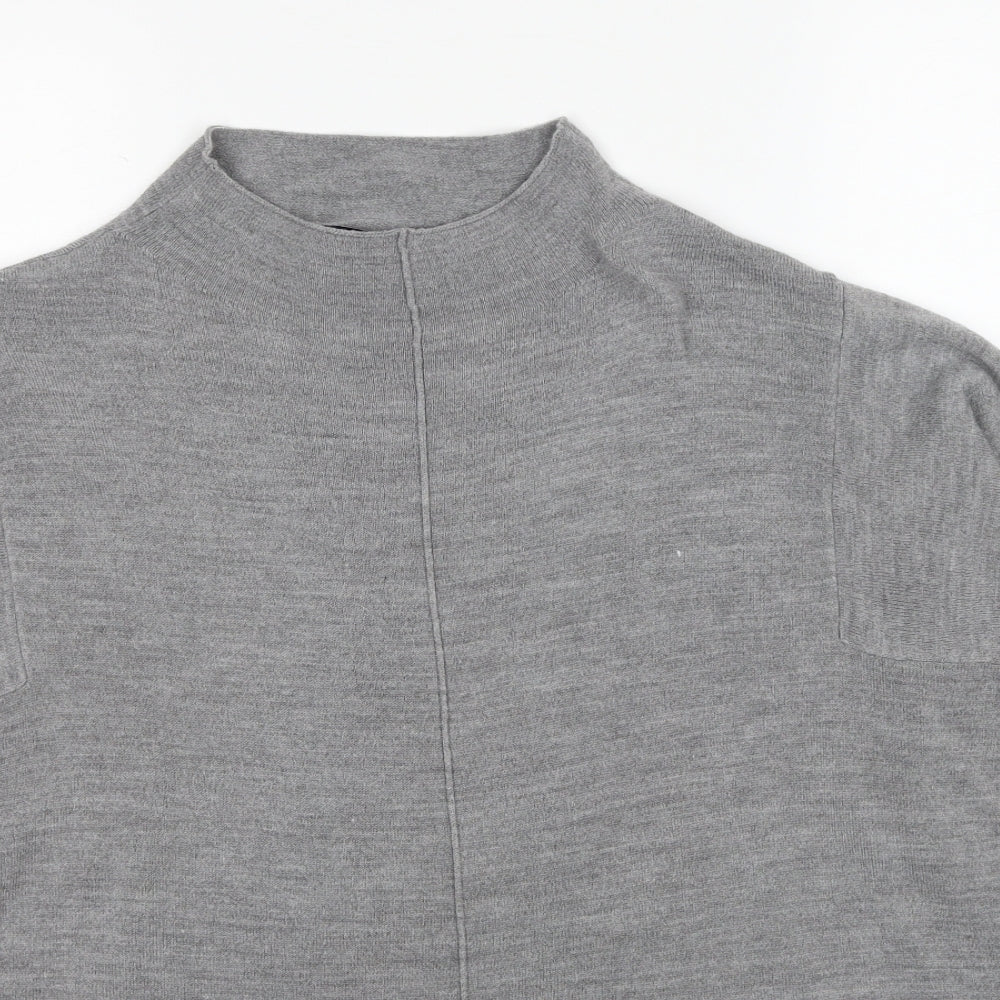 Marks and Spencer Womens Grey Mock Neck Acrylic Pullover Jumper Size L