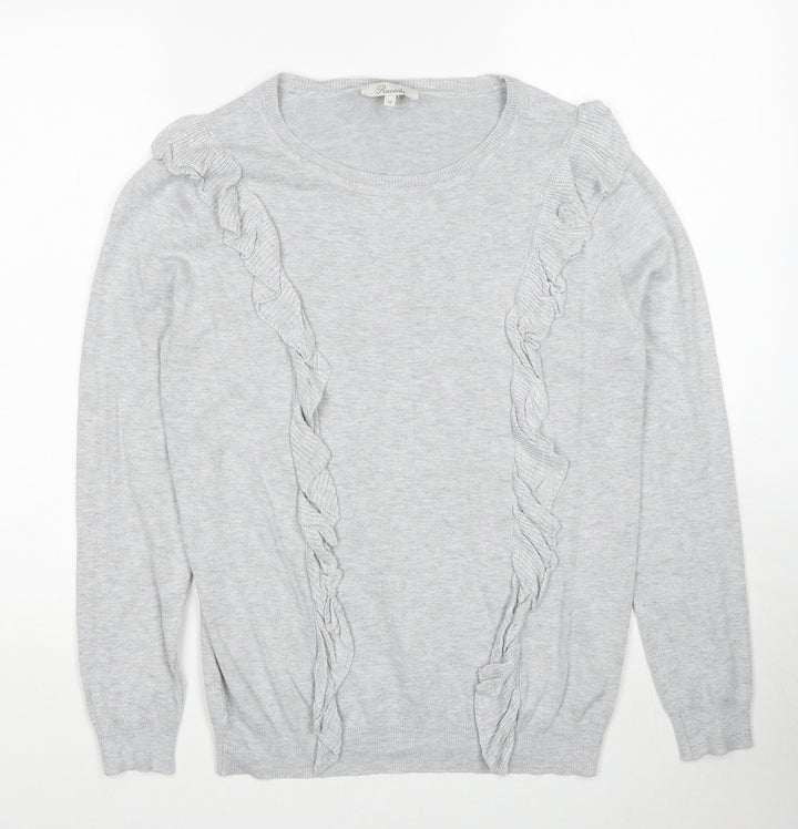 Peacocks Womens Grey Round Neck Viscose Pullover Jumper Size 12