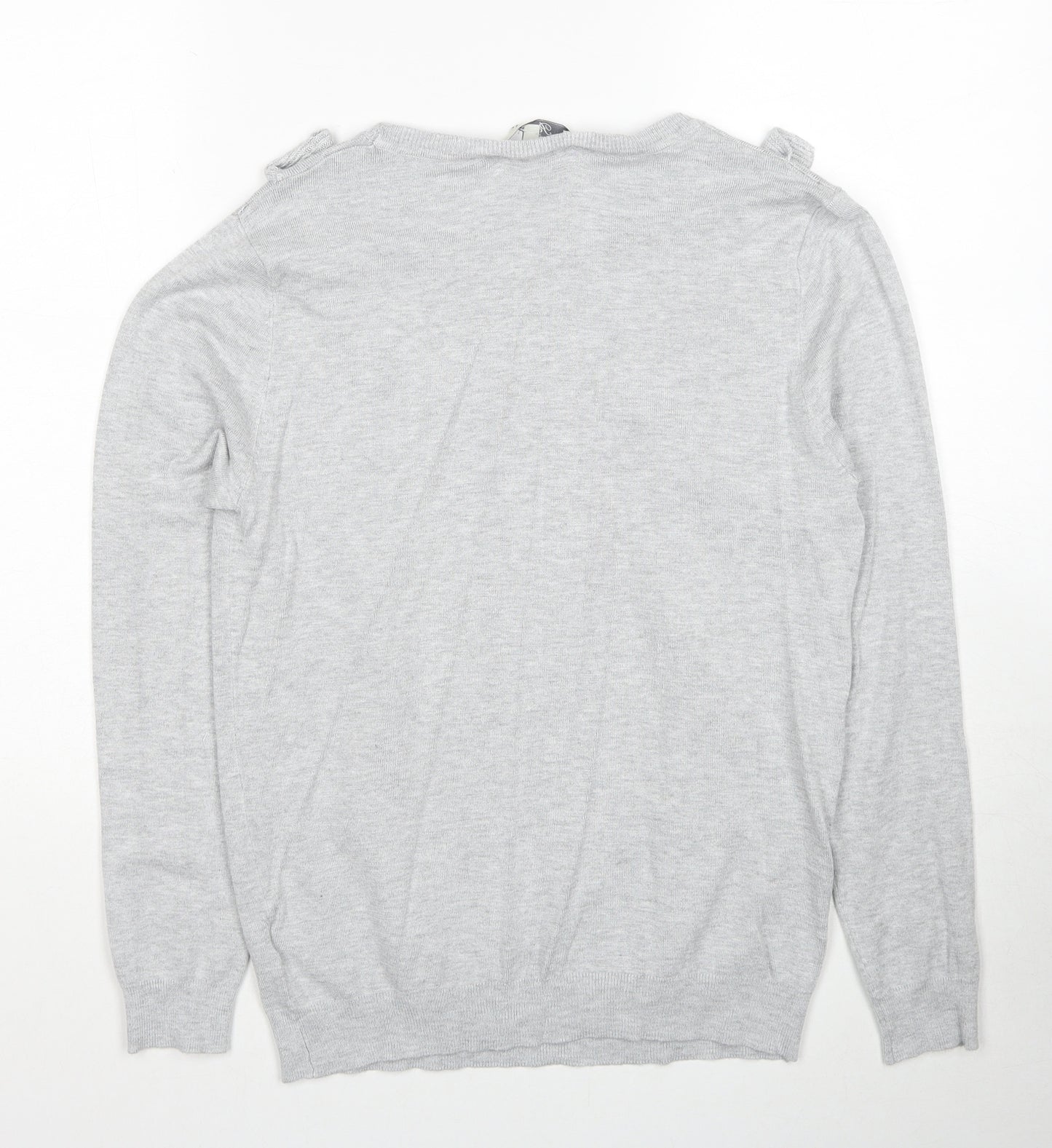 Peacocks Womens Grey Round Neck Viscose Pullover Jumper Size 12