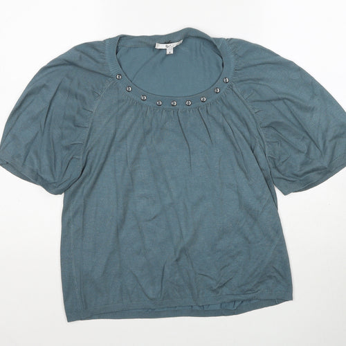 Klass Womens Blue Round Neck Viscose Pullover Jumper Size M