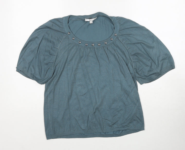 Klass Womens Blue Round Neck Viscose Pullover Jumper Size M