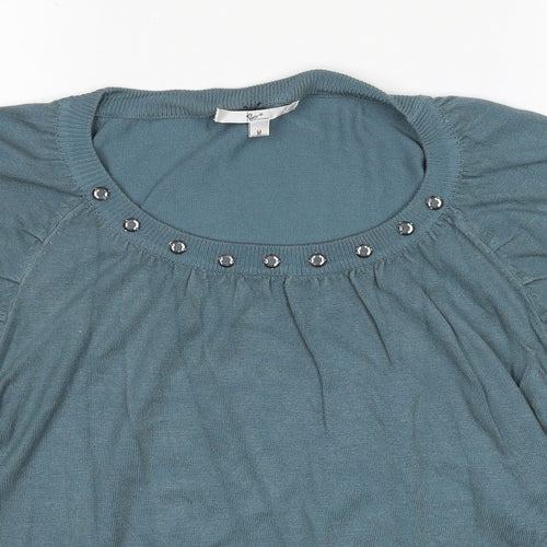 Klass Womens Blue Round Neck Viscose Pullover Jumper Size M