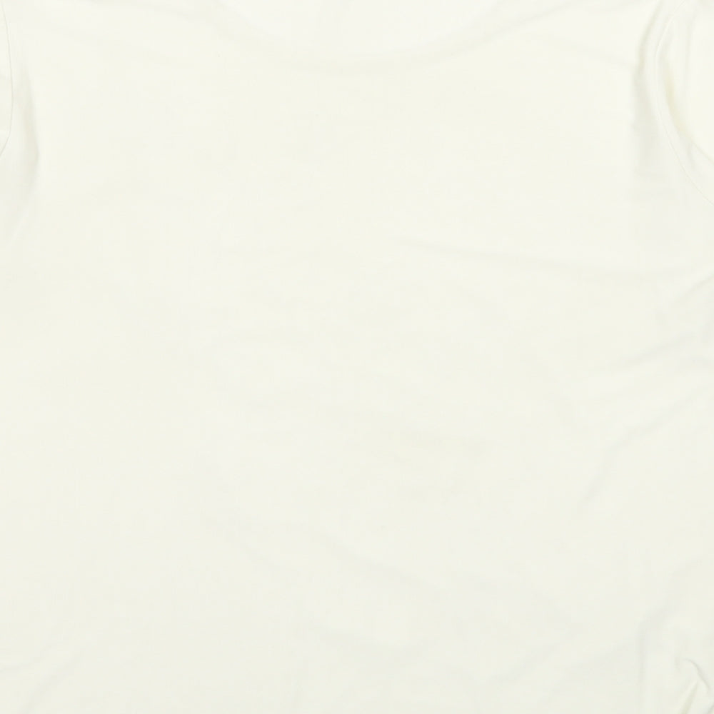 Sonic Womens Ivory Polyester Basic T-Shirt Size 16 Boat Neck - Floral Detail