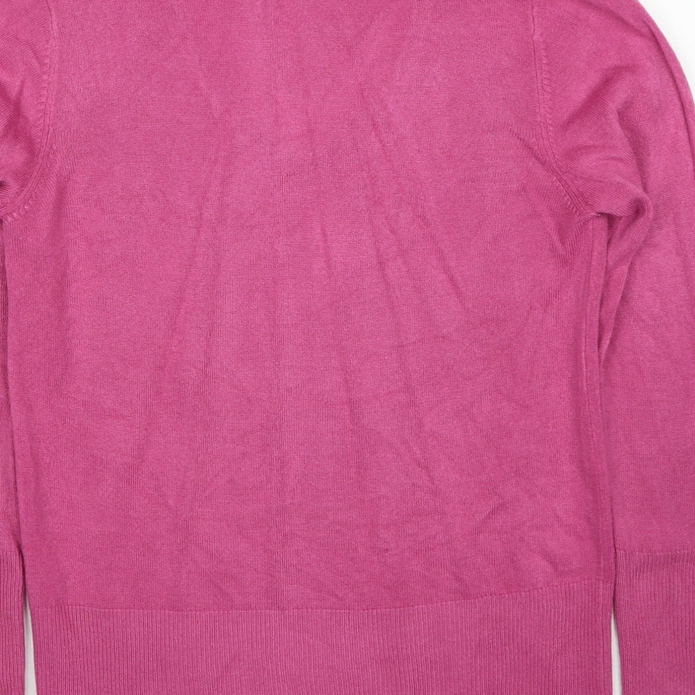 Per Una Womens Pink V-Neck Acrylic Pullover Jumper Size 12