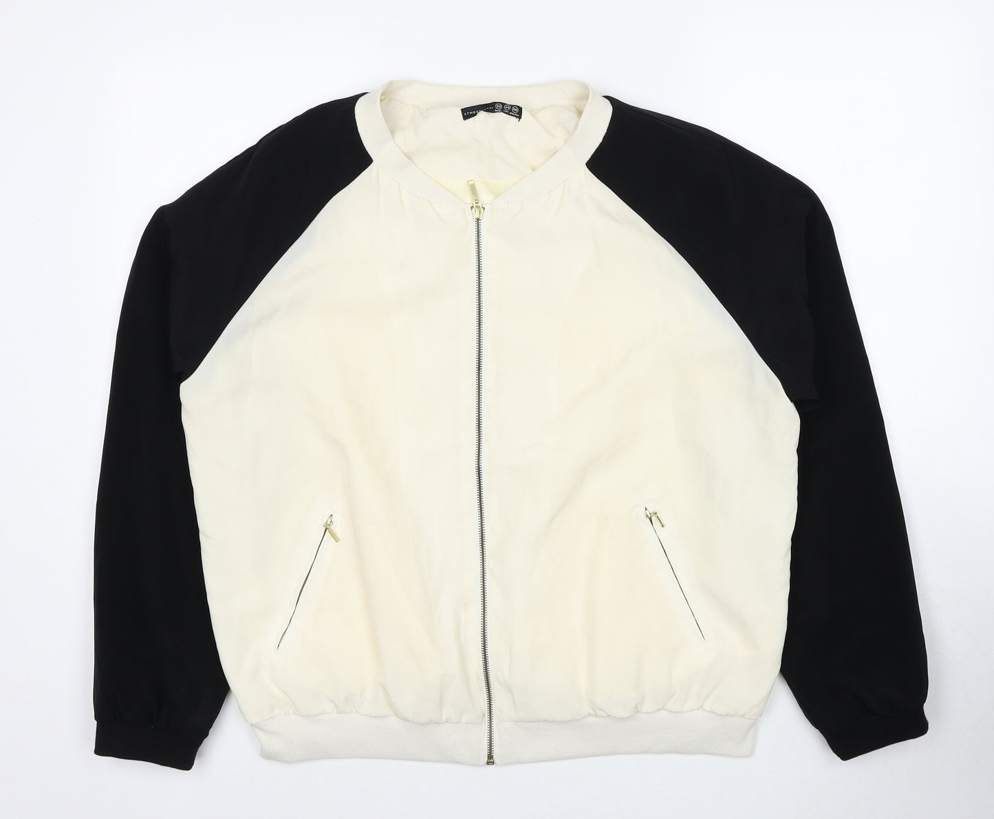 Denim & Co. Womens Ivory Bomber Jacket Jacket Size 20 Zip