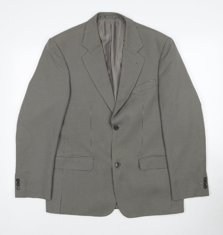 Simon Taylor Mens Beige Geometric Polyester Jacket Blazer Size 38 Regular