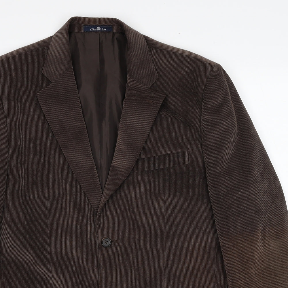 Atlantic Bay Mens Brown Polyester Jacket Blazer Size M Regular