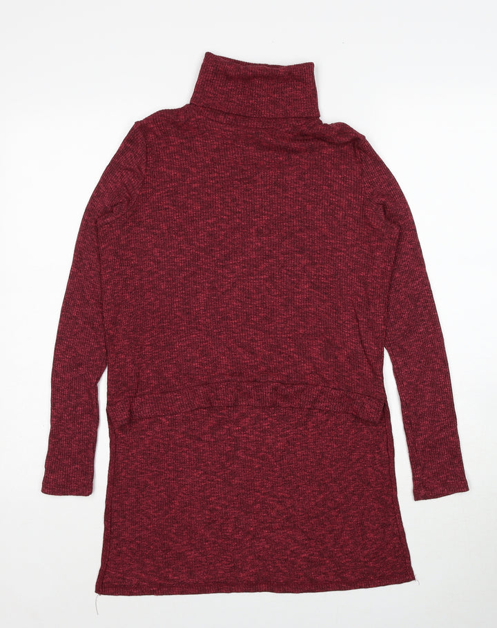 Bershka Girls Red Roll Neck Viscose Pullover Jumper Size S Pullover