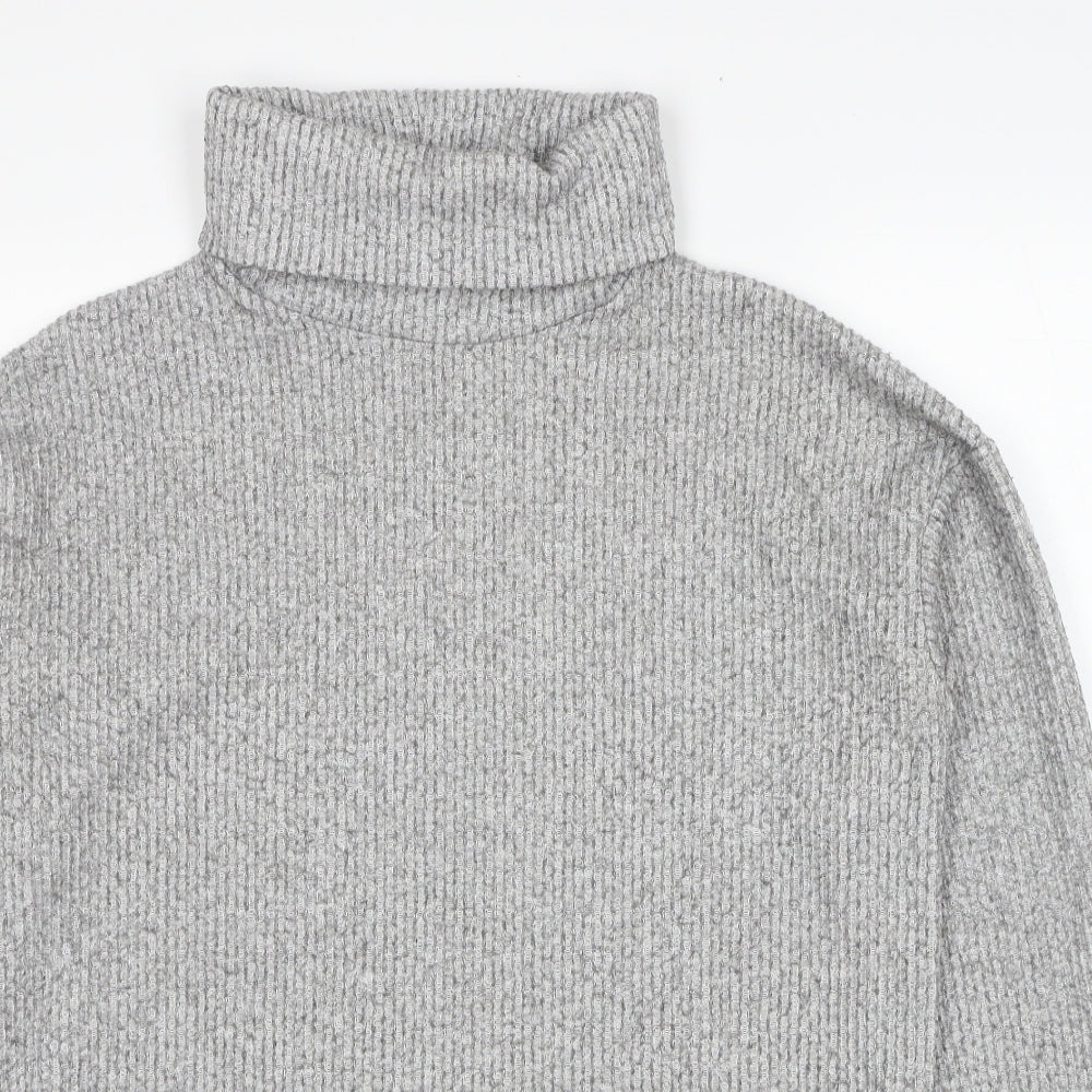 New Look Womens Grey Roll Neck Polyester Pullover Jumper Size M