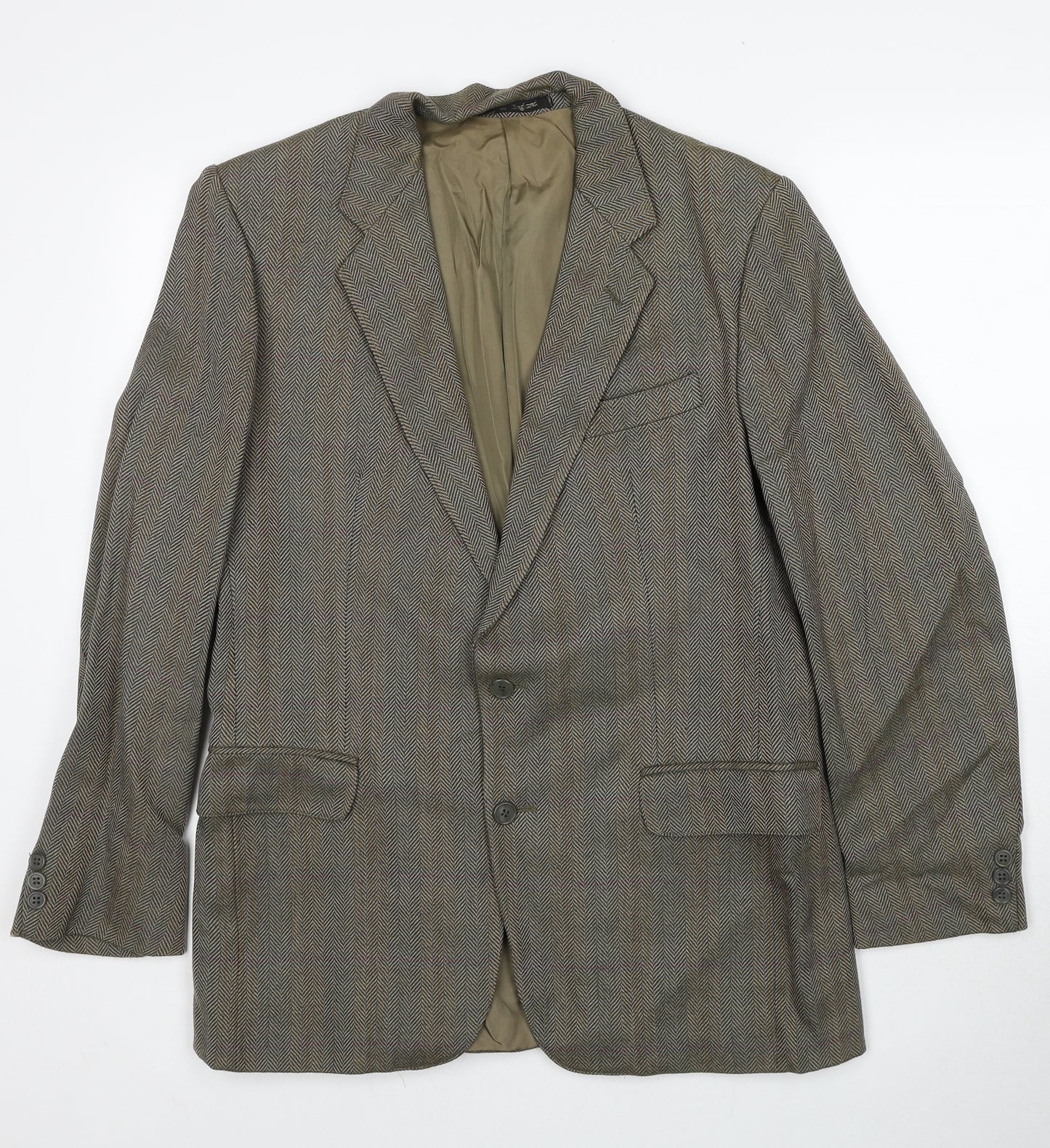 Berwin Mens Brown Herringbone Wool Jacket Blazer Size 38 Regular