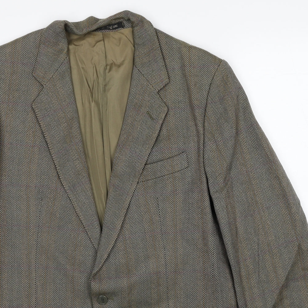 Berwin Mens Brown Herringbone Wool Jacket Blazer Size 38 Regular