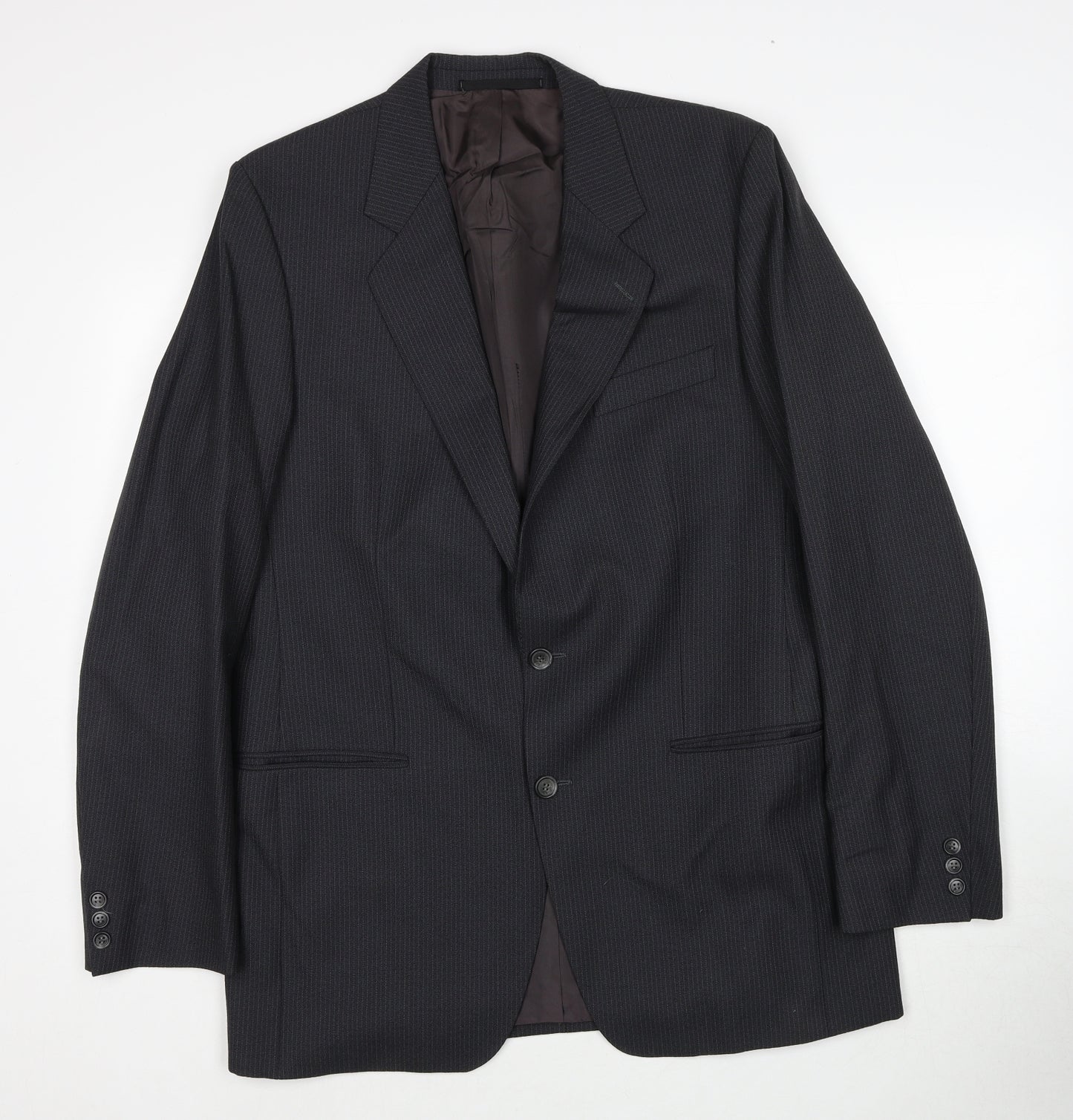Cuningham Mens Grey Striped Polyester Jacket Suit Jacket Size 42 Regular