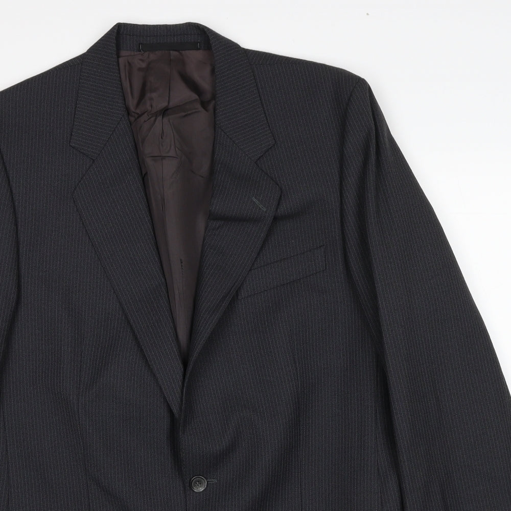 Cuningham Mens Grey Striped Polyester Jacket Suit Jacket Size 42 Regular