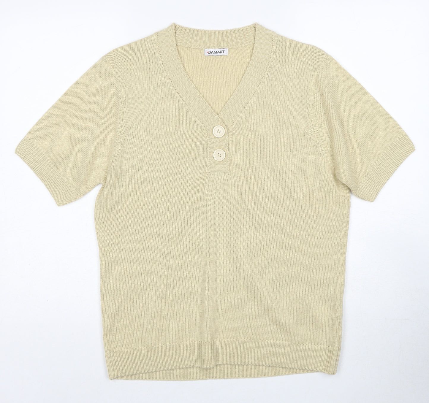Damart Womens Beige V-Neck Acrylic Pullover Jumper Size 14 - Size 14-16