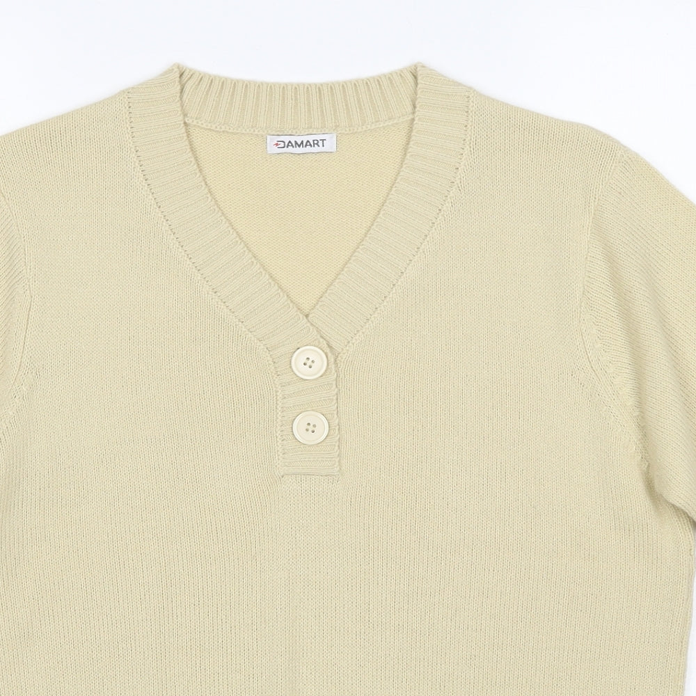 Damart Womens Beige V-Neck Acrylic Pullover Jumper Size 14 - Size 14-16
