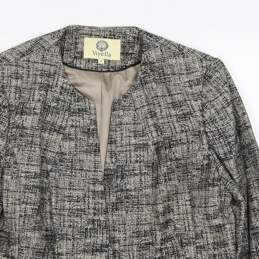 Viyella Womens Grey Jacket Blazer Size 14 Button