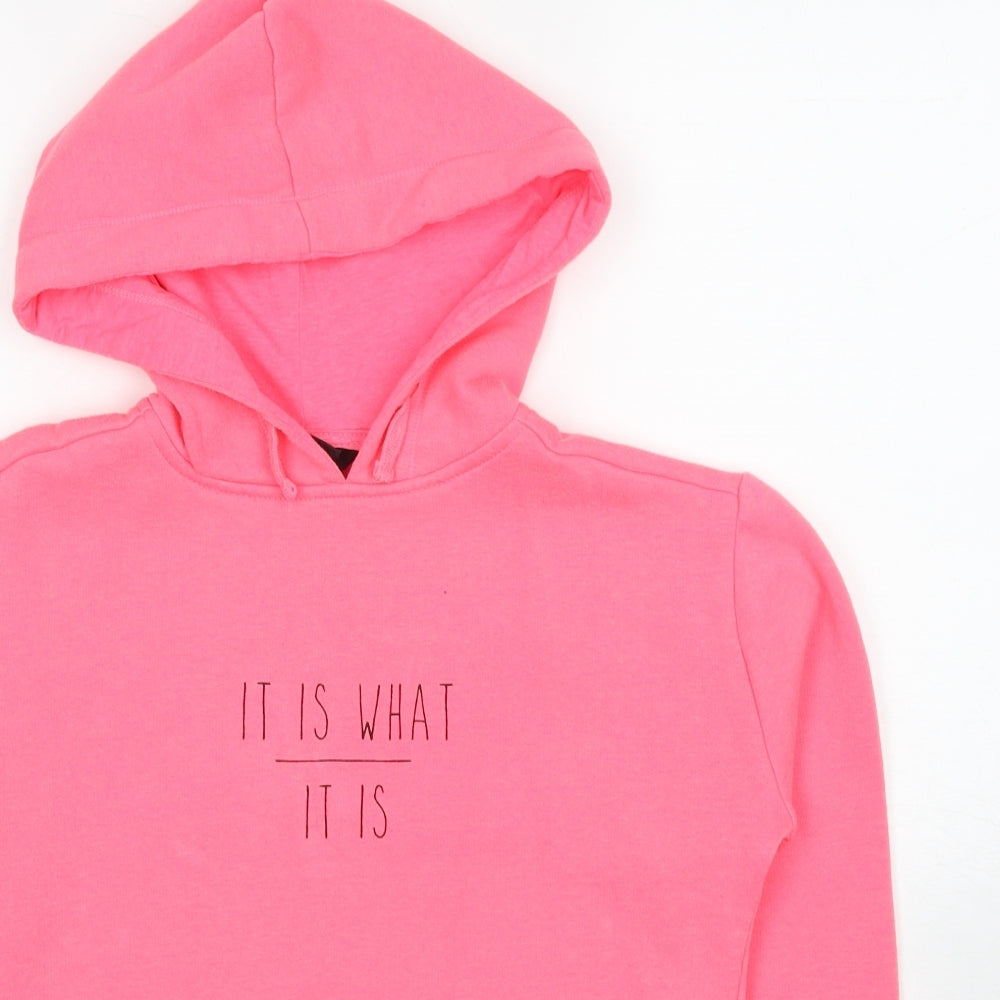 New Look Girls Pink Polyester Pullover Hoodie Size 12-13 Years Pullover - It Is What It Is