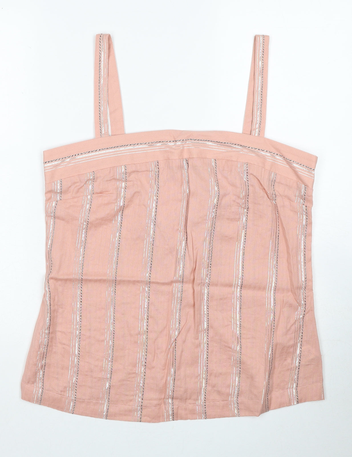 NEXT Womens Pink Striped Cotton Basic Tank Size 14 Square Neck