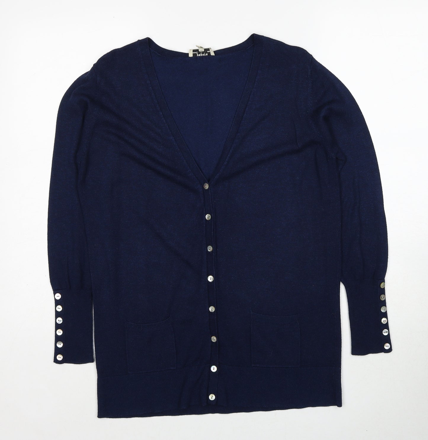Papaya Womens Blue V-Neck Viscose Cardigan Jumper Size 12