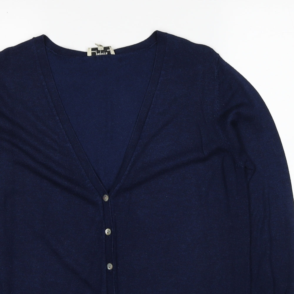 Papaya Womens Blue V-Neck Viscose Cardigan Jumper Size 12