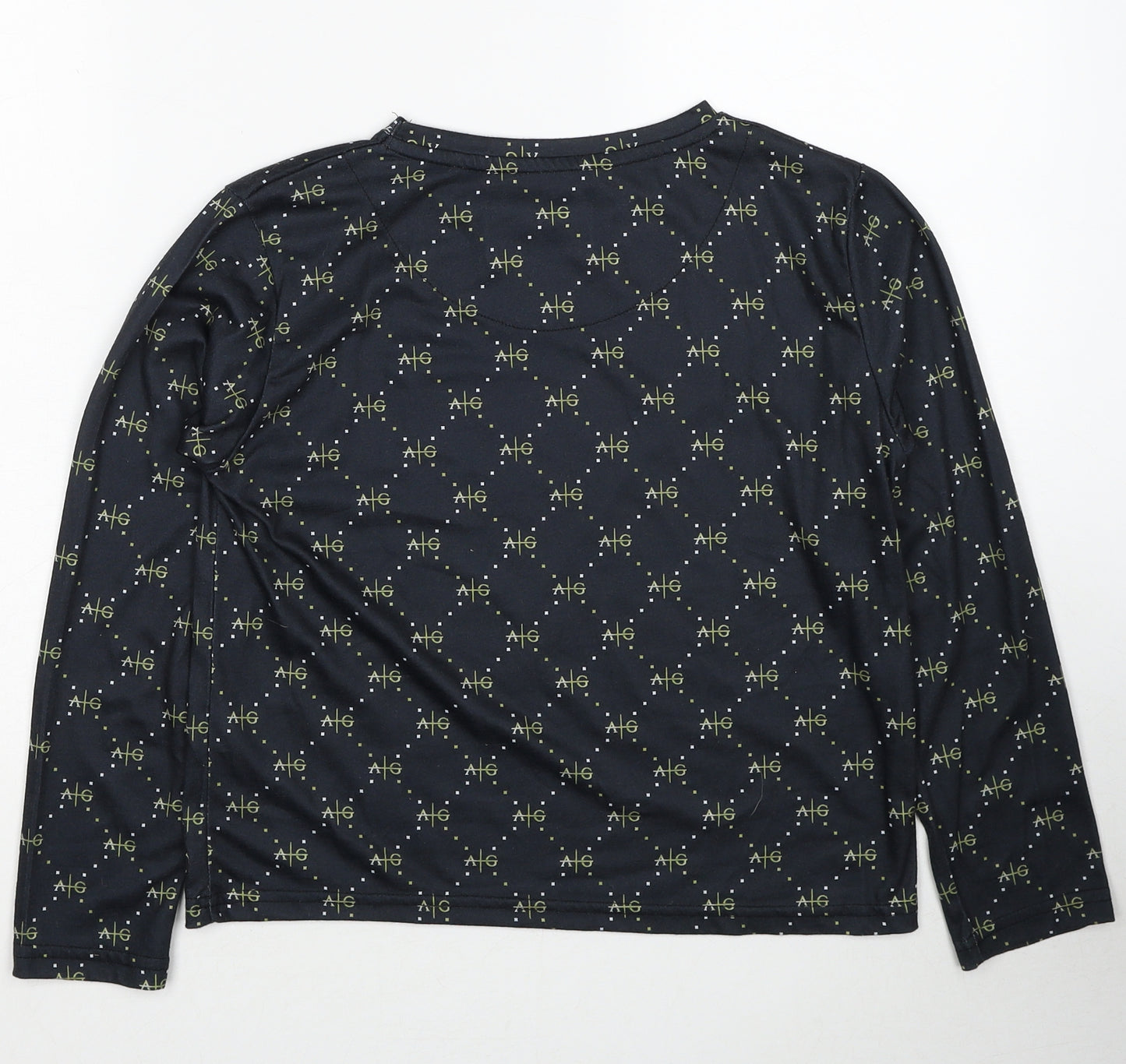 Avant Garde Boys Black Geometric Polyester Basic T-Shirt Size 14-15 Years Round Neck Pullover