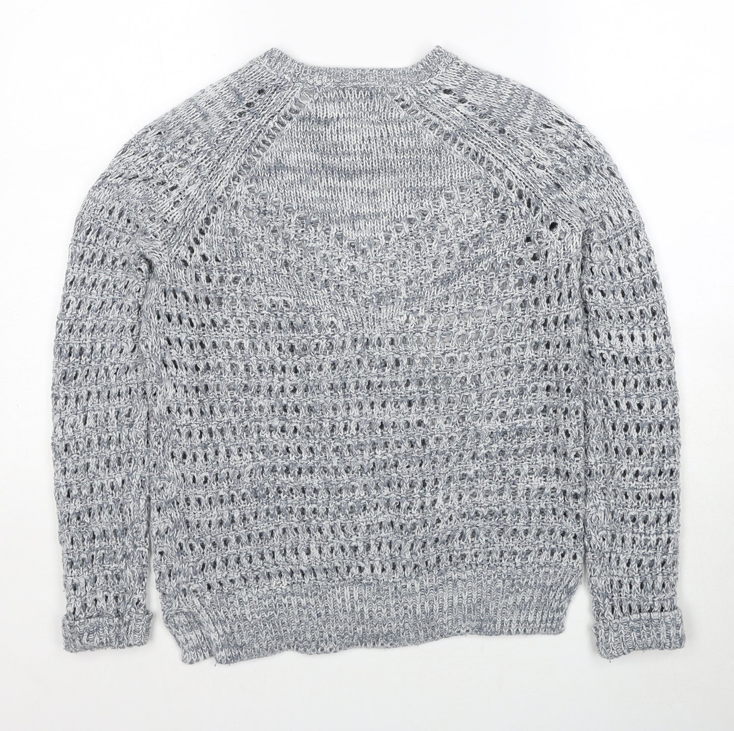 Papaya Womens Grey Round Neck Acrylic Pullover Jumper Size S