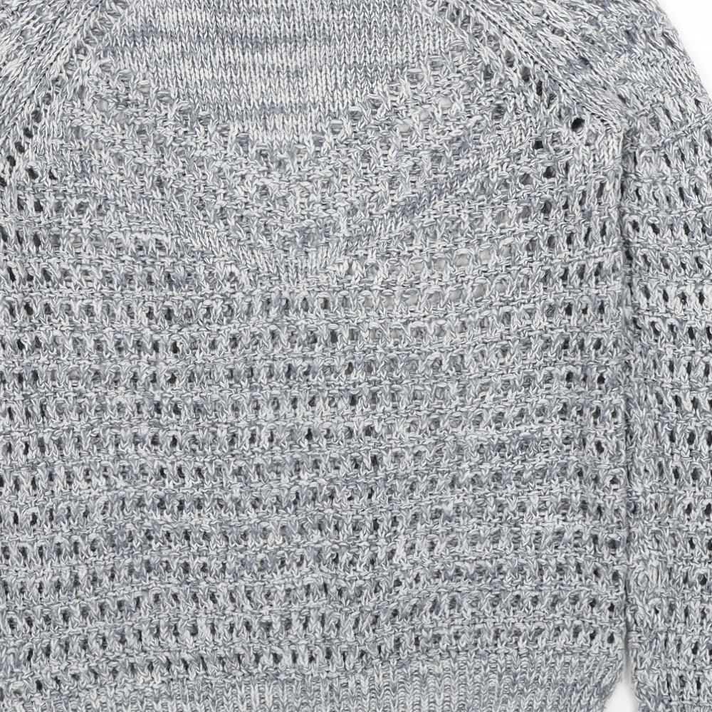 Papaya Womens Grey Round Neck Acrylic Pullover Jumper Size S