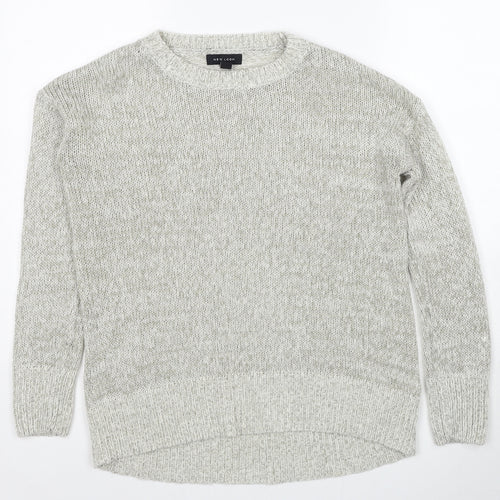 New Look Womens Grey Round Neck Acrylic Pullover Jumper Size S